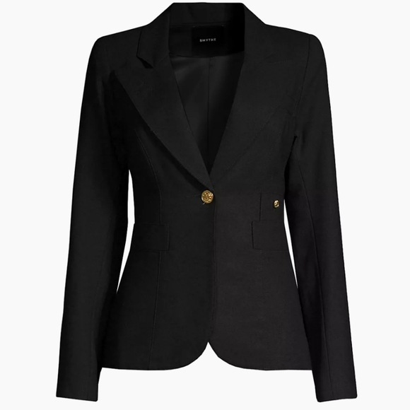 NWOT Smythe Black Classic Dutchess Single Breasted Wool Blazer Size 16 - Picture 2 of 12